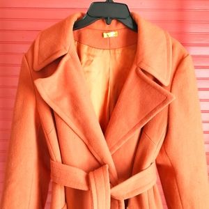 Vintage Women's Orange Wool Coat